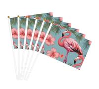 Drapeau à main léger avec imprimé flamant rose pour défilé, décoration d'intérieur, événements, utilisation polyvalente