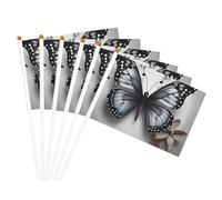 Drapeau à main léger avec imprimé floral et papillon Gris sarcelle