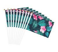 Drapeau à main léger Hawaï imprimé floral rose pour fêtes, événements, anniversaires de mariage, diverses occasions