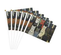 Drapeau à main léger imprimé chat pour fêtes, événements, défilés, activités sportives, assemblage facile