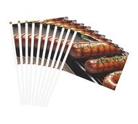 Drapeau à main léger imprimé Fast Food double face pour fête, défilé, décoration d'intérieur, célébrations