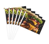 Drapeau à main léger imprimé Fast Food double face pour fête, défilé, décoration d'intérieur, célébrations