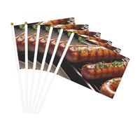 Drapeau à main léger imprimé Fast Food double face pour fête, défilé, décoration d'intérieur, célébrations