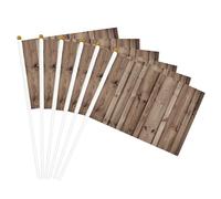Drapeau à main léger imprimé grain de bois pour fêtes, événements, anniversaires de mariage, décoration diverses occasions