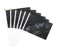 Drapeau à main léger imprimé marbre noir double face pour fête, défilé, décoration d'intérieur, célébrations