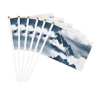 Drapeau à main léger imprimé paysage avec montagnes et nuages pour fêtes, événements, défilés, activités sportives, assemblage facile