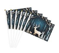 Drapeau à main léger imprimé sapin de Noël cerf fête événements défilés activités sportives assemblage facile