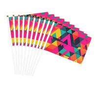 Drapeau à main léger imprimé triangle coloré pour fêtes, événements, défilés, activités sportives, assemblage facile