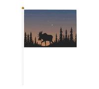 Drapeau à main Moose Mountain Pine Tree Wilderness pour célébration d'événements royaux lors d'événements royaux lors d'un barbecue, décoration de fête, de ports, d'événement, de jardin