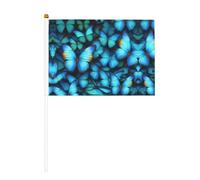 Drapeau à main, nombreux drapeaux bleus en polyester avec mât en plastique pour événements et décoration