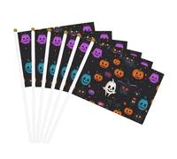 Drapeau à main polyvalent avec imprimé citrouille et chauve-souris pour Halloween, fêtes, défilés, décorations de vacances