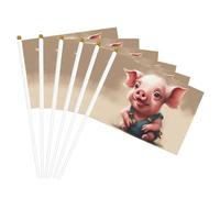 Drapeau à main polyvalent avec imprimé cochon coquin, pour fêtes, défilés, décorations de vacances