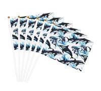 Drapeau à main polyvalent avec imprimé dauphin - Pour fêtes, défilés, décorations de vacances