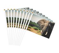 Drapeau à main polyvalent avec imprimé éléphant africain pour fêtes, défilés, décorations de vacances