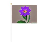 Drapeau à main polyvalent avec imprimé floral violet pour fêtes, défilés, décorations de vacances