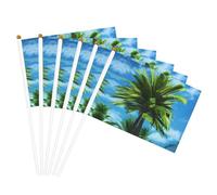 Drapeau à main polyvalent avec imprimé palmier d'été - Pour fêtes, défilés, décorations de vacances