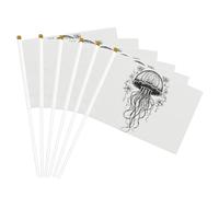Drapeau à main polyvalent avec motif méduses pour mariage, anniversaire, vacances, décoration sportive, défilé