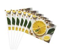 Drapeau à main polyvalent imprimé citron jaune pour mariage, anniversaire, vacances, sport, défilé