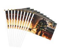 Drapeau à main polyvalent imprimé flammes pompiers pompiers pour mariage, anniversaire, vacances, décoration sportive, défilé