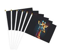 Drapeau à main polyvalent imprimé girafe imprimé pratique pour les fêtes, les défilés, les décorations de vacances