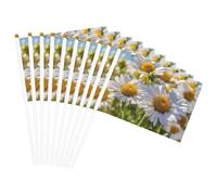 Drapeau à main polyvalent imprimé marguerite blanche sauvage pour mariage, anniversaire, vacances, sport, défilé