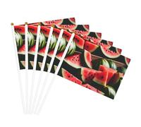 Drapeau à main polyvalent imprimé pastèque fruits frais pour mariage, anniversaire, vacances, décoration sportive, défilé