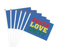 Drapeau à main polyvalent Peace and Love University - Imprimé pratique - Pour les fêtes, les défilés, les décorations de vacances