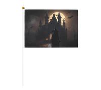 Drapeau à main polyvalent pour Halloween, gothique, 1 imprimé, idéal pour les fêtes, les défilés, les décorations de vacances
