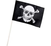 drapeau à main sigle pirate 45x30cm noir - boland 74163 Wit G