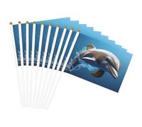 Drapeau à main unique avec impression 3D de dauphin - Léger - Décoration d'intérieur - Utilisation polyvalente