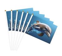 Drapeau à main unique imprimé dauphin en 3D léger pour fêtes, événements, défilés, activités sportives, assemblage facile