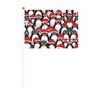 Drapeau à manivelle double face avec pingouins de Noël 14 x 20,8 cm, utilisé pour la décoration de fête de vacances, les compétitions