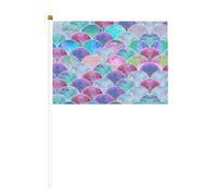 Drapeau à manivelle double face en écailles de poisson 14 x 20,8 cm, utilisé pour la décoration de fête de vacances, les compétitions