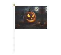 Drapeau à manivelle double face en forme de citrouille d'Halloween 14 x 20,8 cm, utilisé pour la décoration de fête de vacances, les compétitions