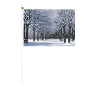 Drapeau à manivelle double face Snow Falling in The Park 14 x 20,8 cm, utilisé pour la décoration de fête de vacances, les compétitions