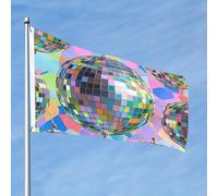 Drapeau à motif boule disco 6 x 0,9 m double face qui ne se décolore pas, drapeau de jardin avec bannière extérieure en laiton pour décoration de cour, porche, pelouse