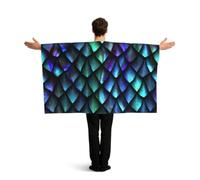 Drapeau à motif d'écailles de dragon magiques 3D avec cape à manches, accessoire de déguisement pour adultes, idéal pour les jeux sportifs et les activités de plein air.