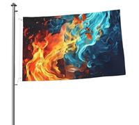 Drapeau à motif feu et eau 61 x 91 cm - Impression double face - Drapeau de jardin pour l'extérieur - Bannière cadeau avec œillets - Toile de fond pour photo pour décoration intérieure et extérieure