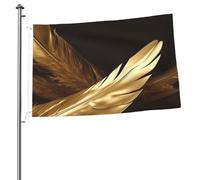 Drapeau à plumes dorées de 6,1 x 0,9 m avec impression double face pour l'extérieur, les vacances, bannière cadeau avec œillets, toile de fond pour photo pour décoration intérieure et extérieure