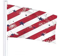 Drapeau à rayures 4x6 FT Vintage Red White Stripes avec Doodle Polka Dot Stars Drapeaux d'extérieur Grandes bannières de cour de bienvenue Home Garden Yard Lawn Decor