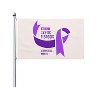Drapeau à ruban violet du mois de sensibilisation à la fibrose kystique, 3 x 5 pieds, double face pour l'extérieur, pour les événements de célébration, décoration de fête de vacances, bannière en poly