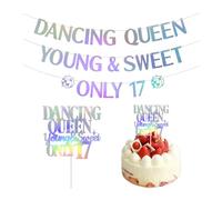 Drapeau À Tirer De 17 Ans Et Carte 1 Pièce, Décoration De Fête d'anniversaire pour Filles, Décoration d'anniversaire Brillante, Décoration De Scène De Fête