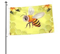 Drapeau abeille en fleur de 61 x 91 cm avec impression double face pour l'extérieur, les vacances, bannière cadeau avec œillets, toile de fond pour photo pour décoration intérieure et extérieure