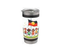 Drapeau aborigène Australie Drapeau australien Aborigine Soleil Gobelet isotherme en acier inoxydable double paroi
