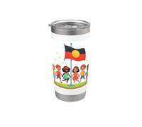 Drapeau aborigène Australie Drapeau australien Aborigine Soleil Gobelet isotherme en acier inoxydable double paroi