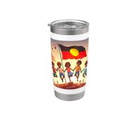 Drapeau aborigène Australie Drapeau australien Aborigine Soleil Gobelet isotherme en acier inoxydable double paroi