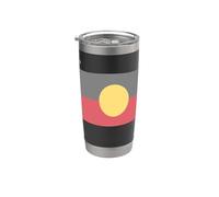 Drapeau aborigène Australie Drapeau australien Aborigine Soleil Gobelet isotherme en acier inoxydable double paroi