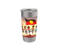 Drapeau aborigène Australie Drapeau australien Aborigine Soleil Gobelet isotherme en acier inoxydable double paroi