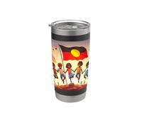 Drapeau aborigène Australie Drapeau australien Aborigine Soleil Gobelet isotherme en acier inoxydable double paroi