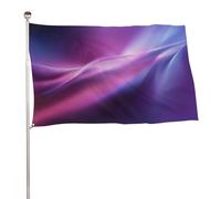 Drapeau abstrait avec lignes ondulées et dégradées - Violet et rose - 0,9 x 1,5 m - Décoration pour cour, porche, pelouse, ferme